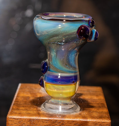 14mm Glass Slide | Silver & Gold Fumed Galaxy | Heady Colored Functional Glass Slide