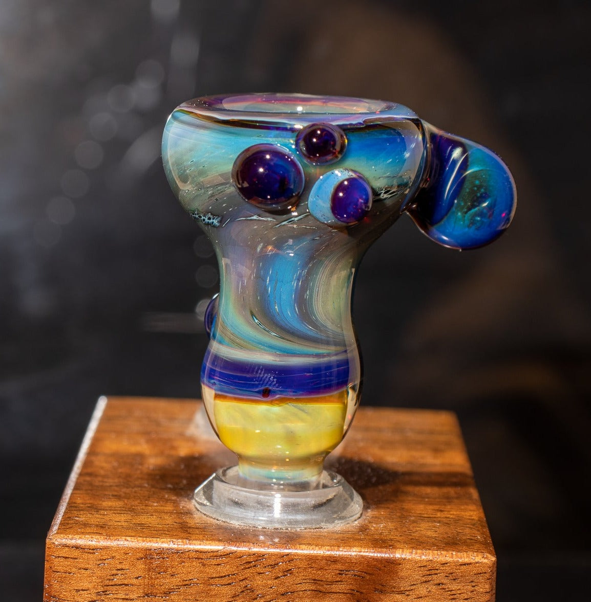 14mm Glass Slide | Silver & Gold Fumed Galaxy | Heady Colored Functional Glass Slide