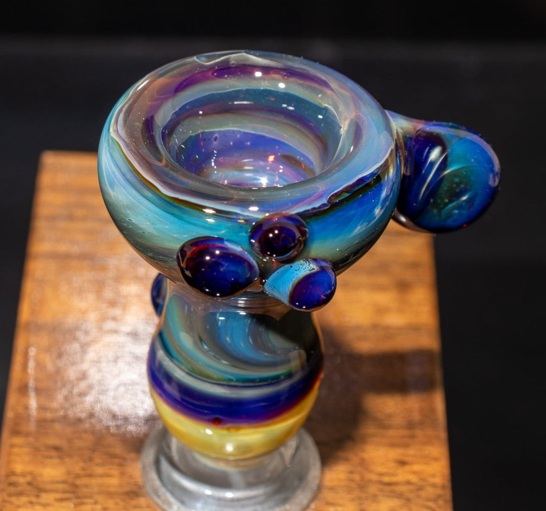 14mm Glass Slide | Silver & Gold Fumed Galaxy | Heady Colored Functional Glass Slide