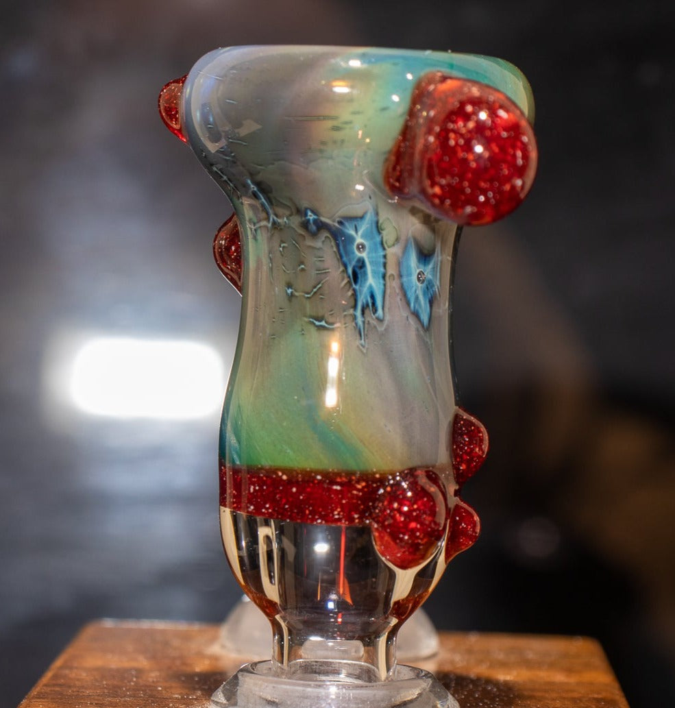 14mm Glass Slide | Silver & Gold Fumed Galaxy | Heady Colored Functional Glass Slide