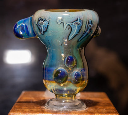 14mm Glass Slide | Silver & Gold Fumed Galaxy | Heady Colored Functional Glass Slide