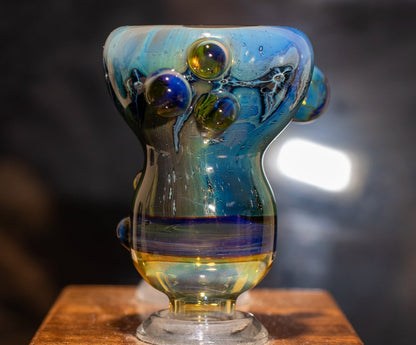 14mm Glass Slide | Silver & Gold Fumed Galaxy | Heady Colored Functional Glass Slide