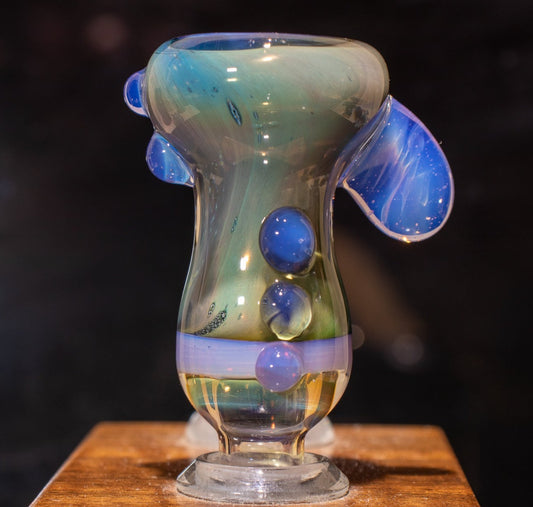 14mm Glass Slide | Silver & Gold Fumed Galaxy | Heady Colored Functional Glass Slide