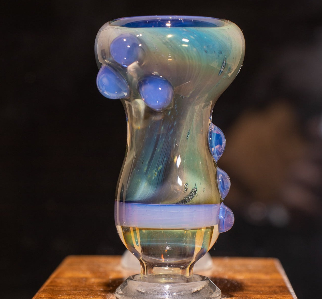 14mm Glass Slide | Silver & Gold Fumed Galaxy | Heady Colored Functional Glass Slide