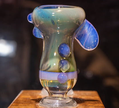 14mm Glass Slide | Silver & Gold Fumed Galaxy | Heady Colored Functional Glass Slide