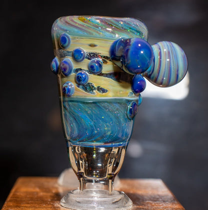 14mm Glass Slide | Silver & Gold Fumed Galaxy | Heady Colored Functional Glass Slide