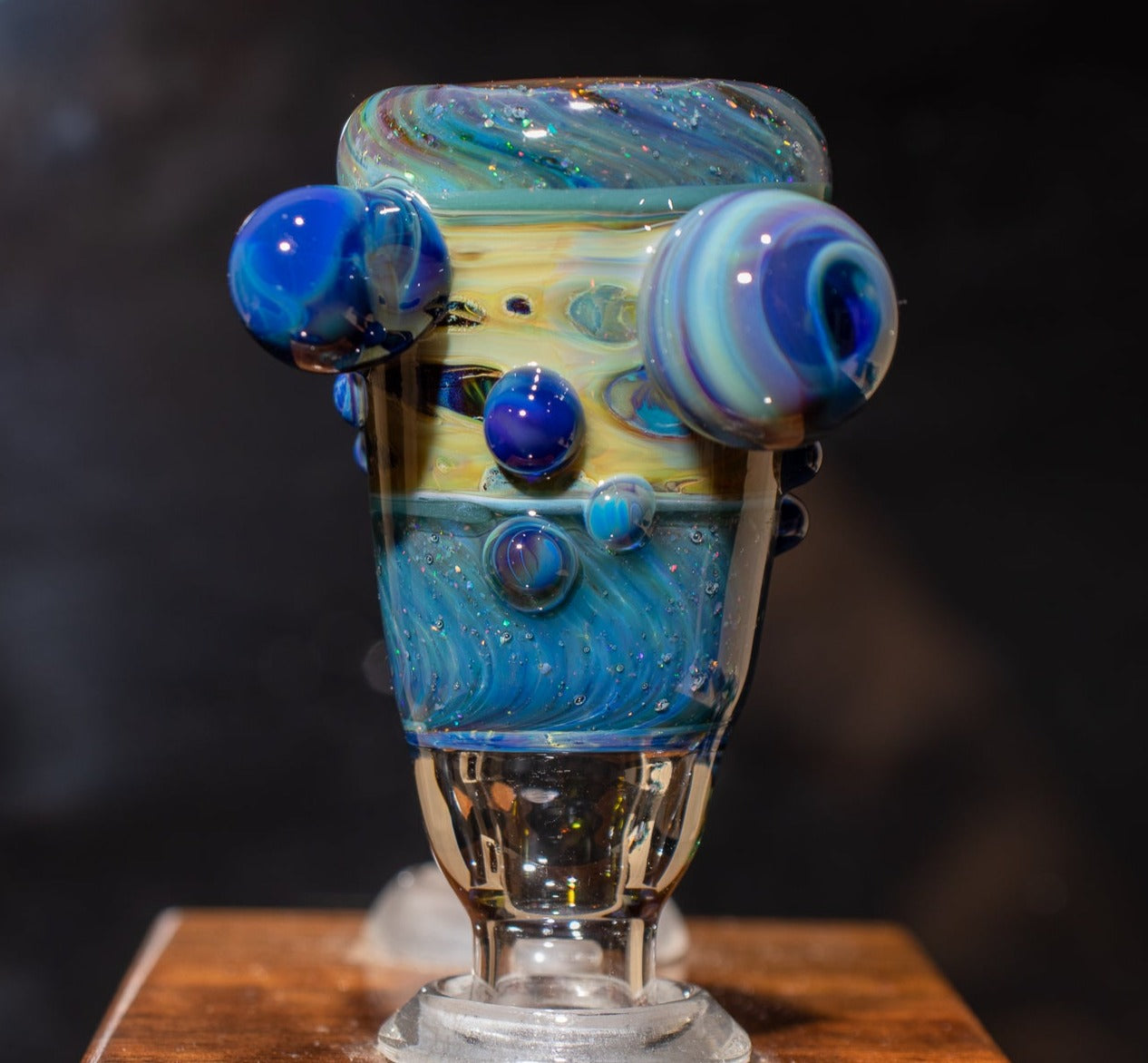 14mm Glass Slide | Silver & Gold Fumed Galaxy | Heady Colored Functional Glass Slide