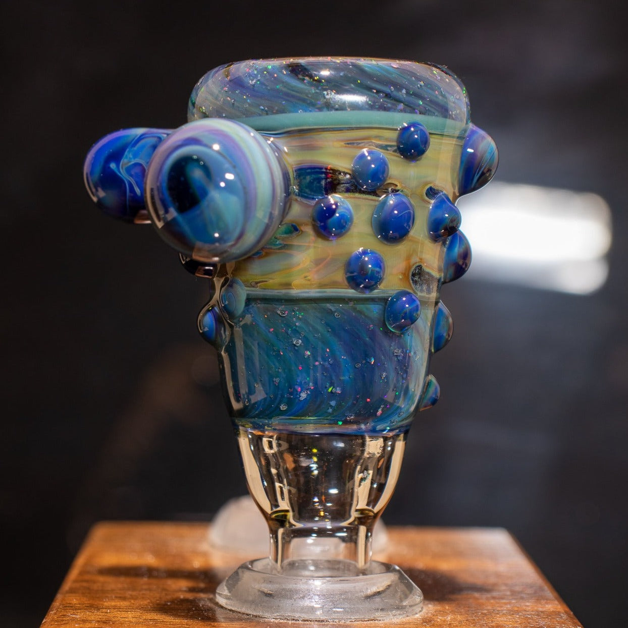 14mm Glass Slide | Silver & Gold Fumed Galaxy | Heady Colored Functional Glass Slide