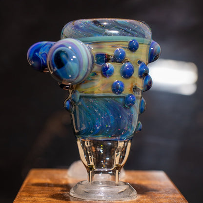 14mm Glass Slide | Silver & Gold Fumed Galaxy | Heady Colored Functional Glass Slide