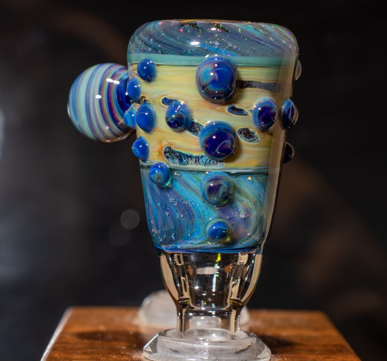 14mm Glass Slide | Silver & Gold Fumed Galaxy | Heady Colored Functional Glass Slide