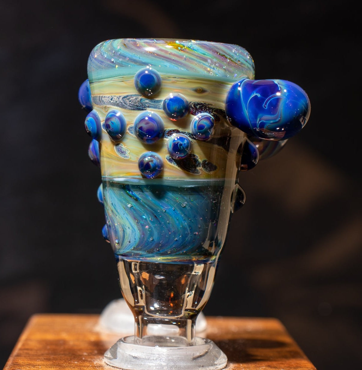 14mm Glass Slide | Silver & Gold Fumed Galaxy | Heady Colored Functional Glass Slide