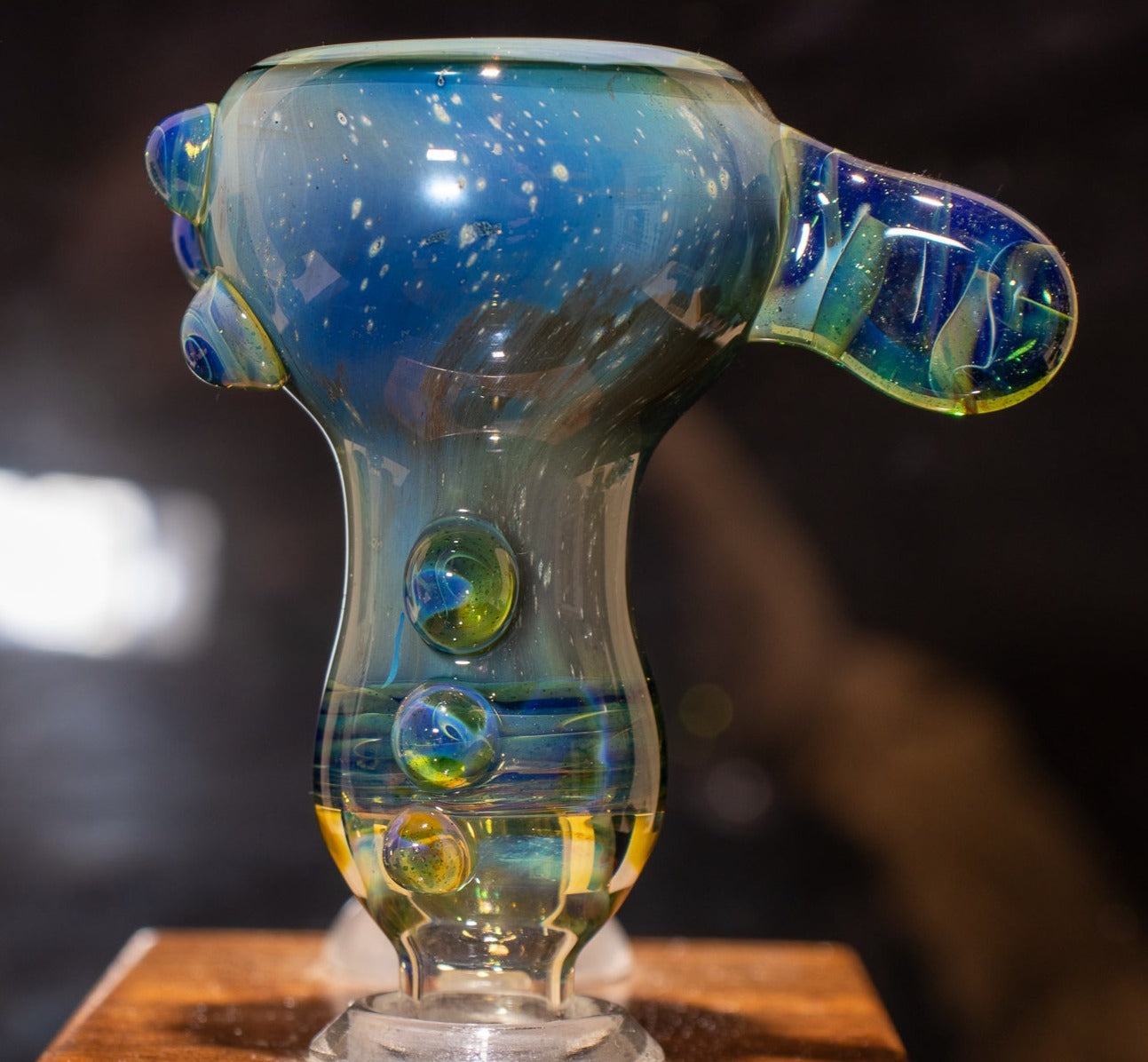 14mm Glass Slide | Silver & Gold Fumed Galaxy | Heady Colored Functional Glass Slide