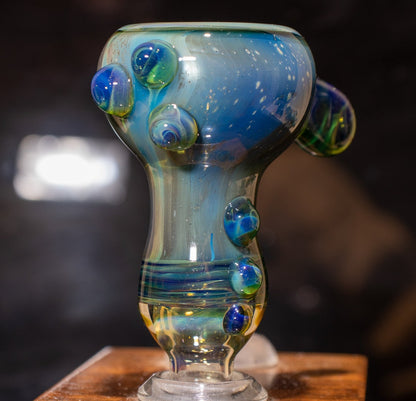 14mm Glass Slide | Silver & Gold Fumed Galaxy | Heady Colored Functional Glass Slide