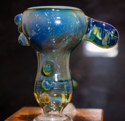 14mm Glass Slide | Silver & Gold Fumed Galaxy | Heady Colored Functional Glass Slide