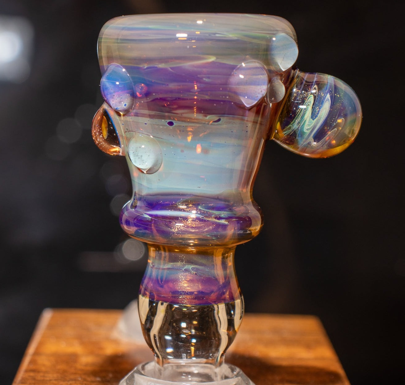 14mm Glass Slide | Silver & Gold Fumed Galaxy | Heady Colored Functional Glass Slide