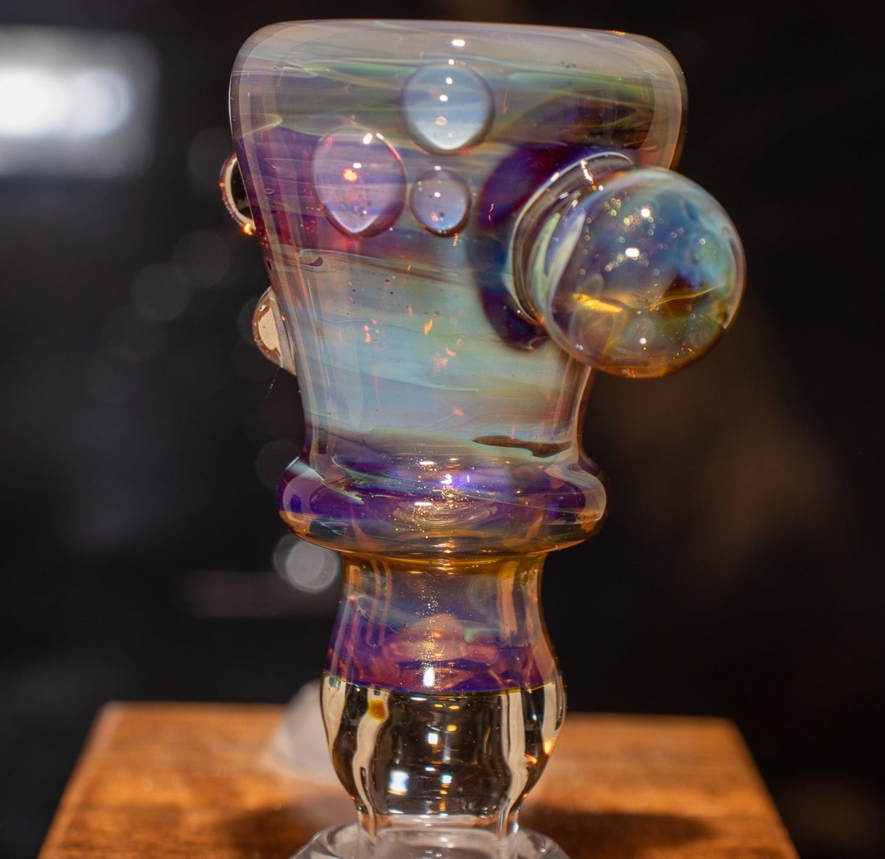 14mm Glass Slide | Silver & Gold Fumed Galaxy | Heady Colored Functional Glass Slide