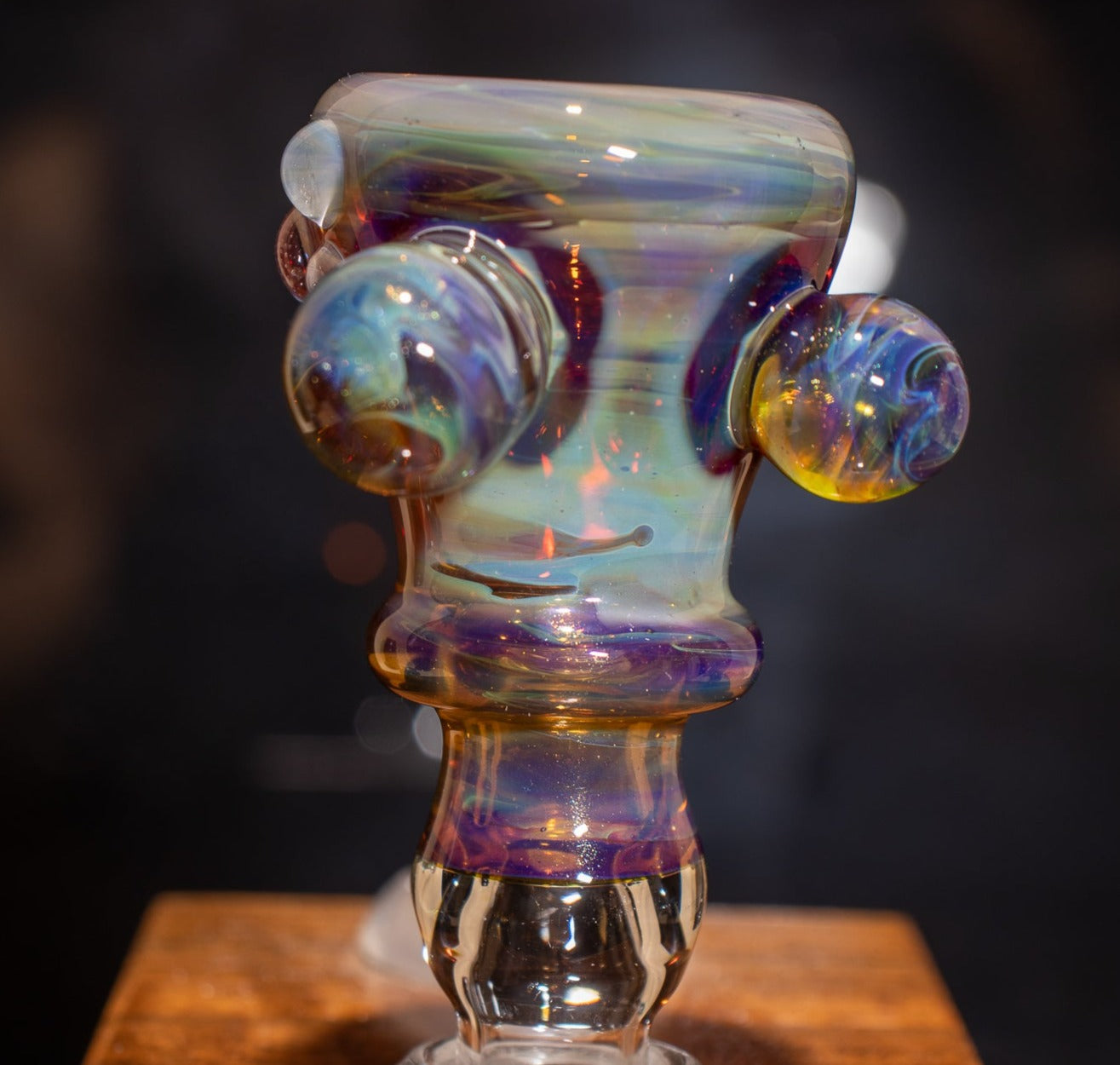 14mm Glass Slide | Silver & Gold Fumed Galaxy | Heady Colored Functional Glass Slide