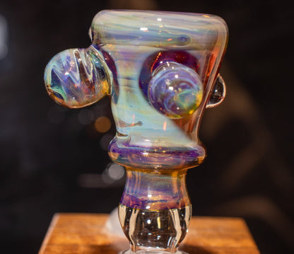 14mm Glass Slide | Silver & Gold Fumed Galaxy | Heady Colored Functional Glass Slide