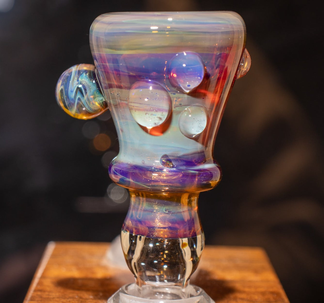 14mm Glass Slide | Silver & Gold Fumed Galaxy | Heady Colored Functional Glass Slide