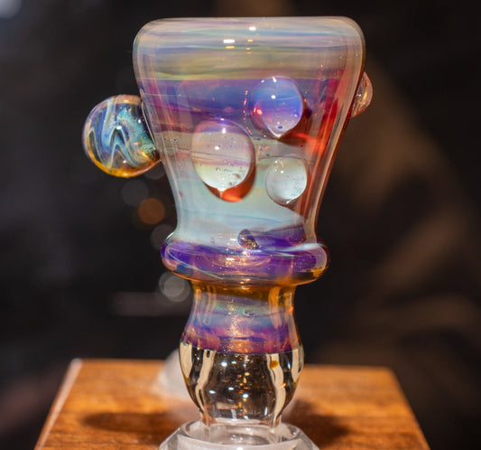 14mm Glass Slide | Silver & Gold Fumed Galaxy | Heady Colored Functional Glass Slide