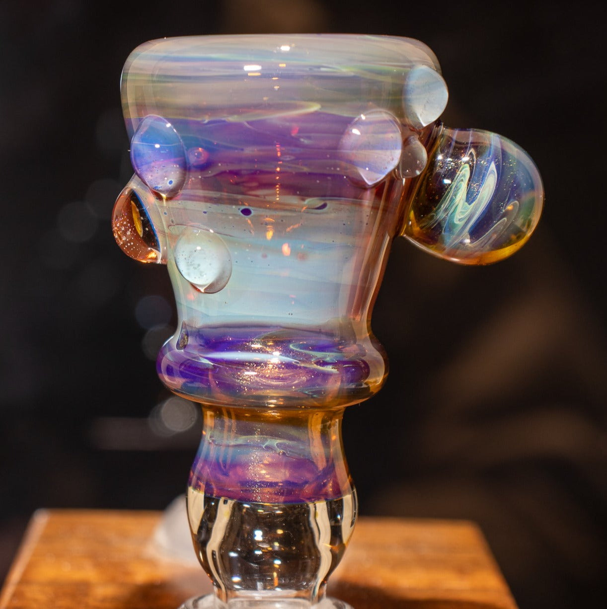 14mm Glass Slide | Silver & Gold Fumed Galaxy | Heady Colored Functional Glass Slide