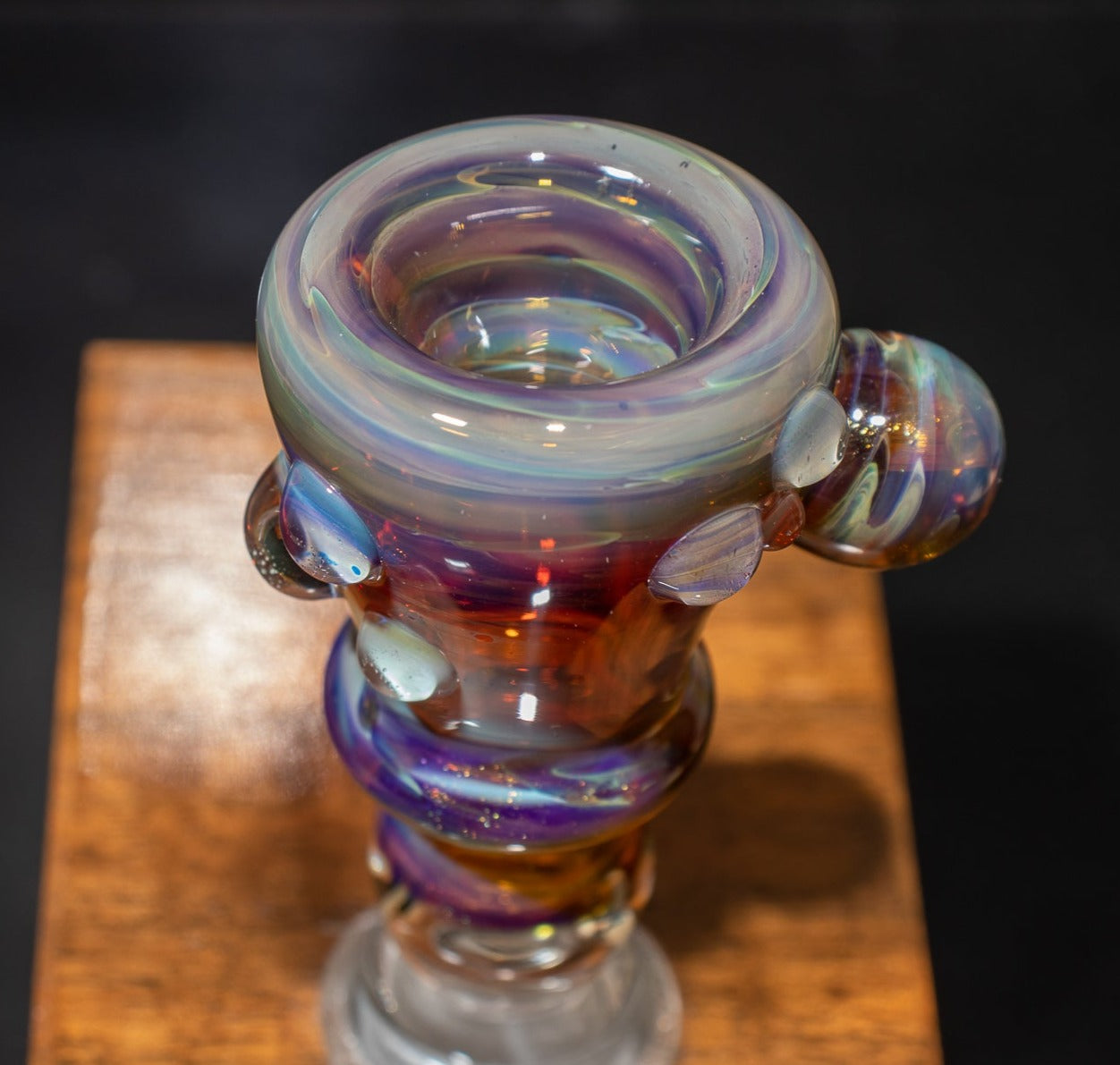 14mm Glass Slide | Silver & Gold Fumed Galaxy | Heady Colored Functional Glass Slide