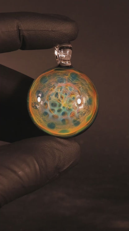 Borosilicate Honeycomb Glass Necklace | Cosmic Fumed Pendant | Ethereal Heady Jewelry | Galactic Art Design