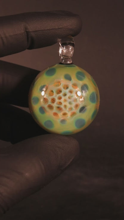 Honeycomb Glass Jewelry | Ethereal Fumed Pendant | Borosilicate Heady Necklace | Cosmic Depth Glass Art