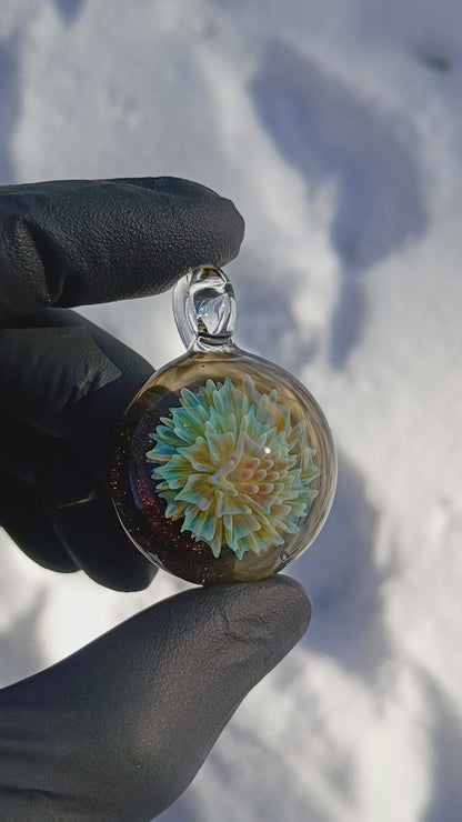 Handmade Floral Glass Necklace | Borosilicate Dahlia Pendant | Botanical Jewelry