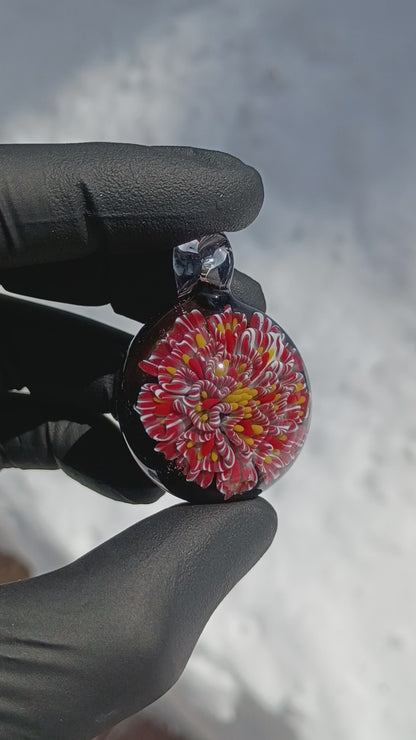 Fantasy Dahlia Lotus | Multi-Layered Glass Flower Pendant | Unique Handmade