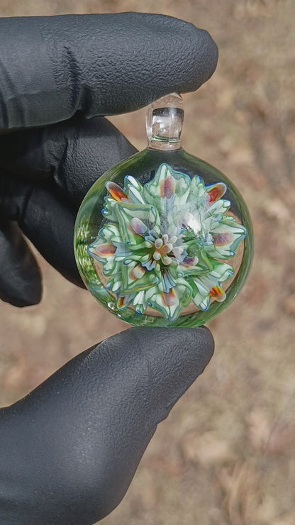 Lotus Chrysanthemum Peony Pendant | Layered Glass Flower | Artisan Jewelry