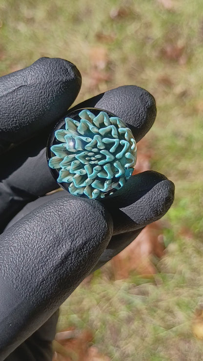 Dahlia Flower Marble Set | 25mm Handmade Glass Art Sphere with Matching Inserts | Collector Marble | Handblown Glass Decor