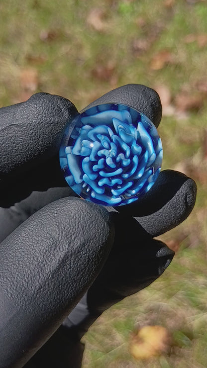 Dahlia Flower Marble Set | 25mm Handmade Glass Art Sphere with Matching Inserts | Collector Marble | Handblown Glass Decor