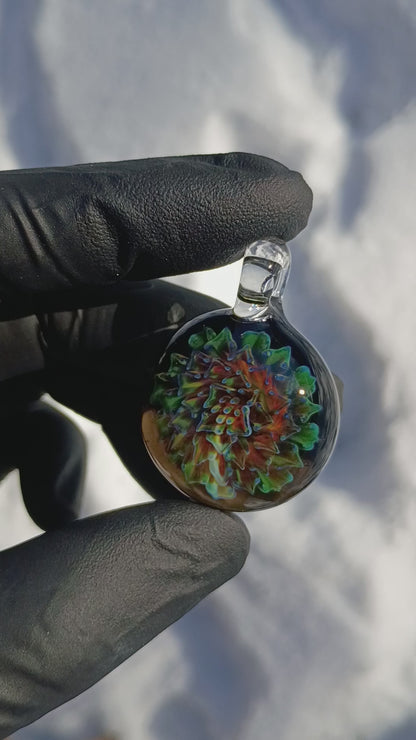 Handmade Borosilicate Floral Glass Necklace | Dahlia Pendant | Artisan Jewelry