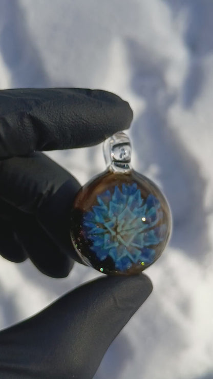 Handmade Borosilicate Glass Floral Dahlia Necklace | Artisan Pendant Jewelry