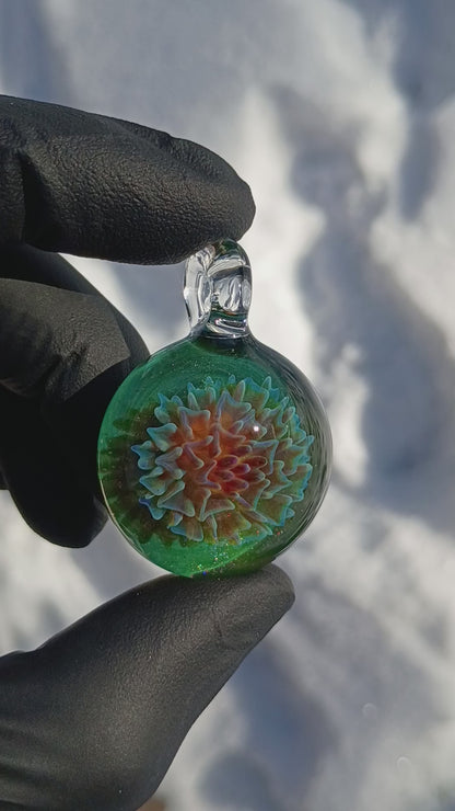 Glass Dahlia Flower Pendant Necklace | Handmade Borosilicate | Floral Jewelry