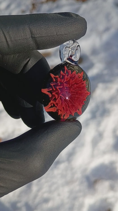 Dahlia Bloom Glass Pendant | Handmade Borosilicate Floral Necklace | Botanical Jewelry