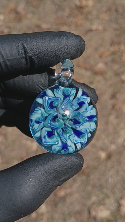 Peony Glass Flower Pendant | Lotus Chrysanthemum Design | Handmade Jewelry Art