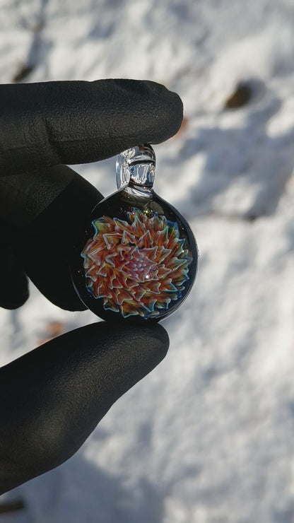 Botanical Dahlia Glass Necklace | Artisan Handblown Flower Pendant | Wearable Art Jewelry