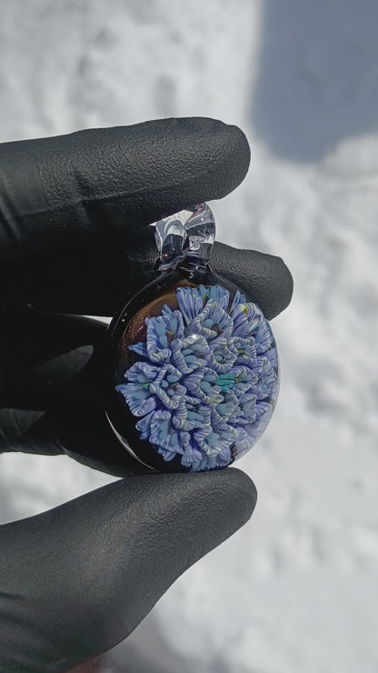 Chrysanthemum Peony Fusion | Handblown Flower Pendant | Artisan Glass Bloom