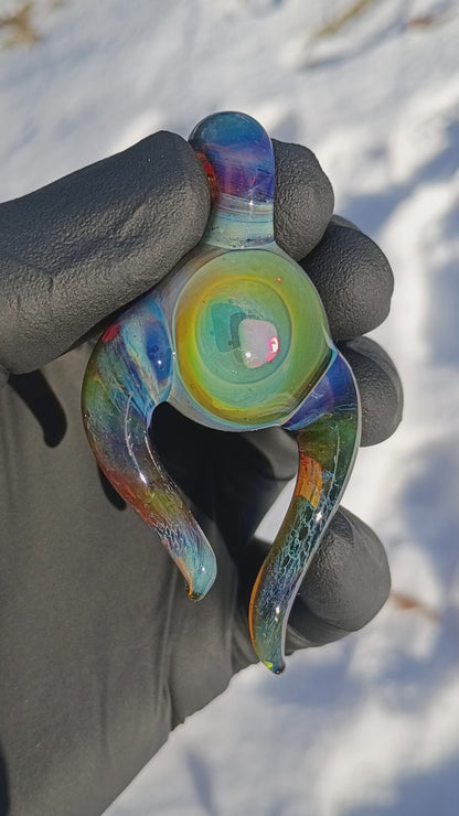 Opal Glass Pendant | Floating White Opal Necklace | Handmade Borosilicate Jewelry | Organic Horned Glass Art