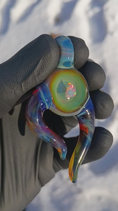 White Opal Glass Necklace | Floating Opal Borosilicate Pendant | Organic Sculptural Jewelry | Handmade Glass Art