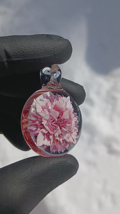 Fantasy Lotus Chrysanthemum | Implosion Glass Flower Pendant | Handcrafted Art