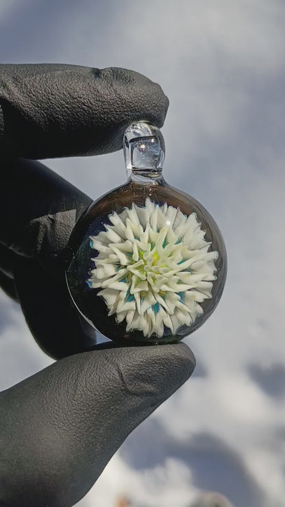 Borosilicate Handmade Glass Dahlia Necklace | Flower Pendant | Artisan Jewelry