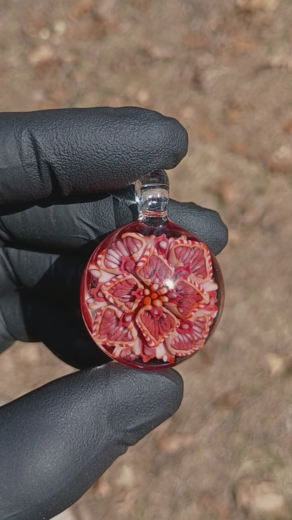 Lotus Chrysanthemum Dream | Peony Glass Flower Pendant | Handmade Jewelry Art