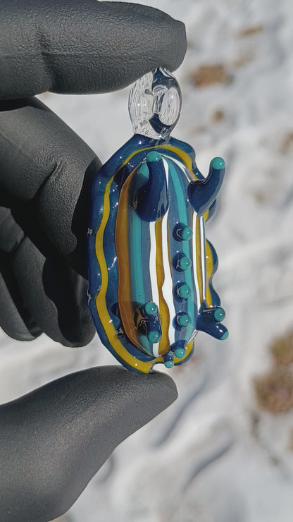 Handmade Glass Sea Slug Pendant | Nudibranch Ocean Art Necklace | Saltwater Reef Borosilicate Jewelry | Coastal Festival Style