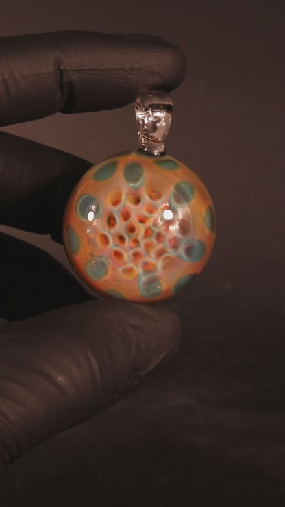 Honeycomb Glass Necklace | Borosilicate Fumed Pendant | Handcrafted Heady Jewelry | Cosmic Art with Depth