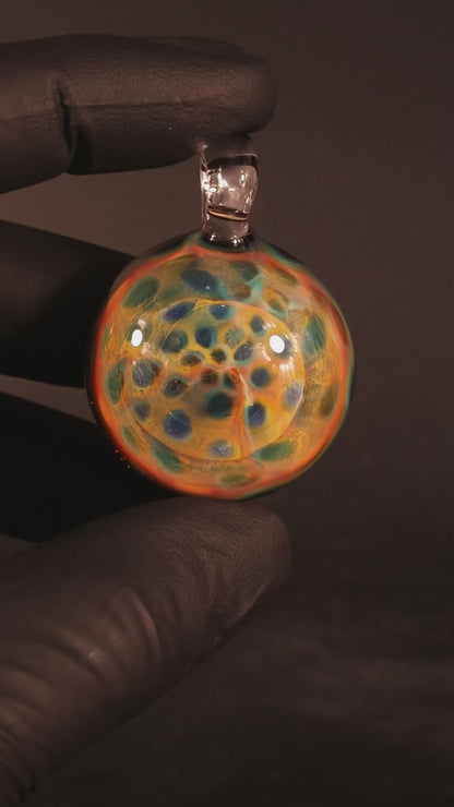 Honeycomb Pendant | Borosilicate Fumed Glass Necklace | Galactic Heady Jewelry | Cosmic Depth Artistry
