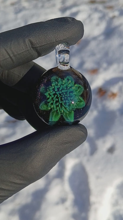 Glass Dahlia Pendant Necklace | Handblown Floral Borosilicate Jewelry | Nature-Inspired Gift