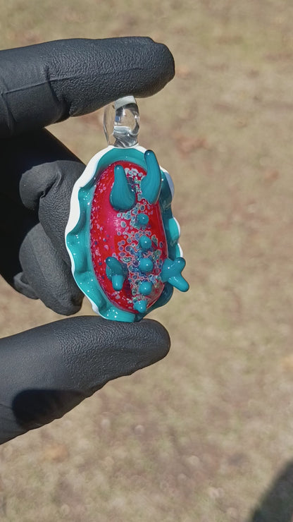 Handblown Nudibranch Glass Pendant | Ocean Inspired Sea Slug Necklace | Tide Pool Jewelry Art for Beach Lovers
